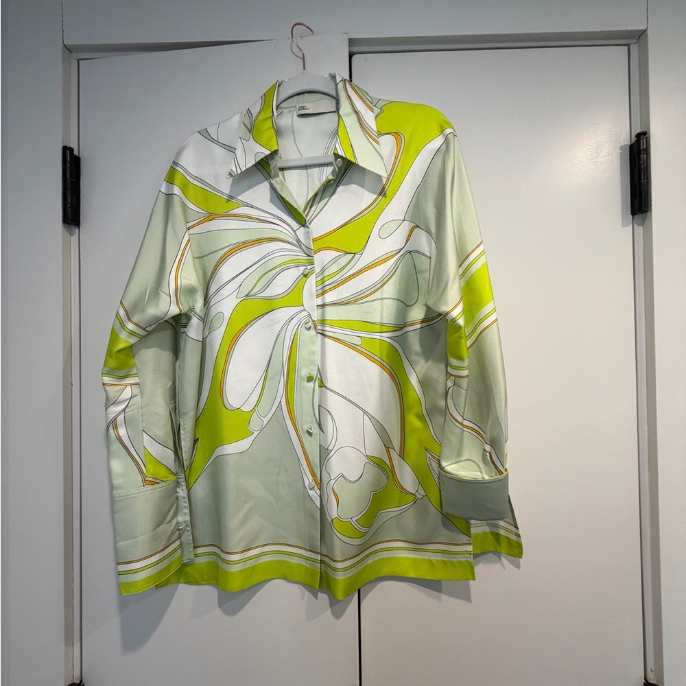 Tory Burch Green and White Blouse